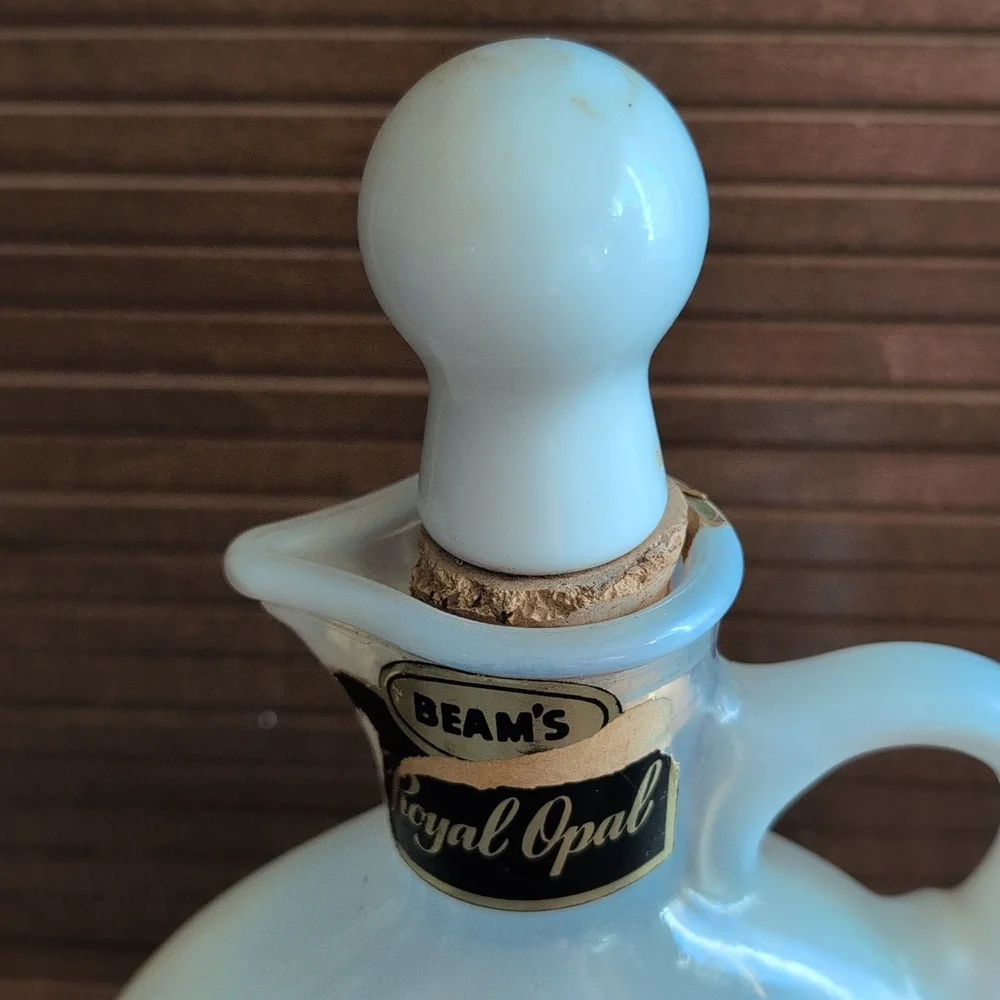 Vintage Jim Beam Decanter 1957 Opal Glass Mid century modern barware